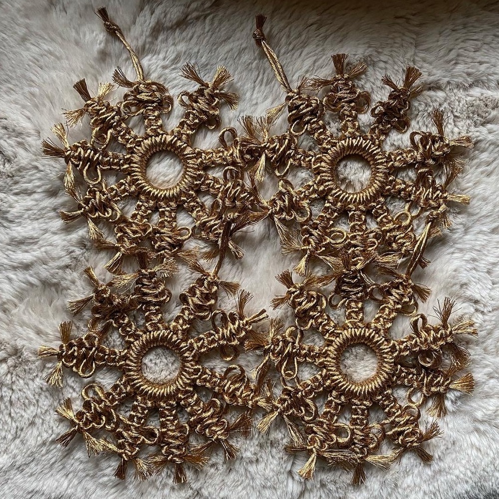 Handmade Macrame Crochet Snowflake Ornaments